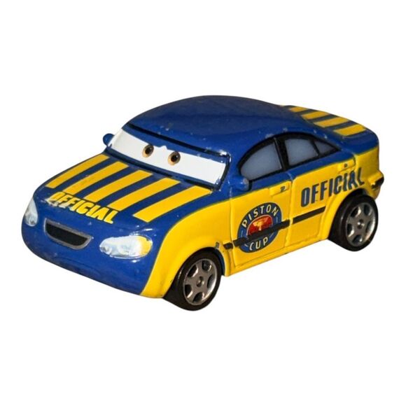 Disney Pixar Race Official Tom Metal Die-Cast 1:64 Blue Yellow Cars EUC - Picture 1 of 7